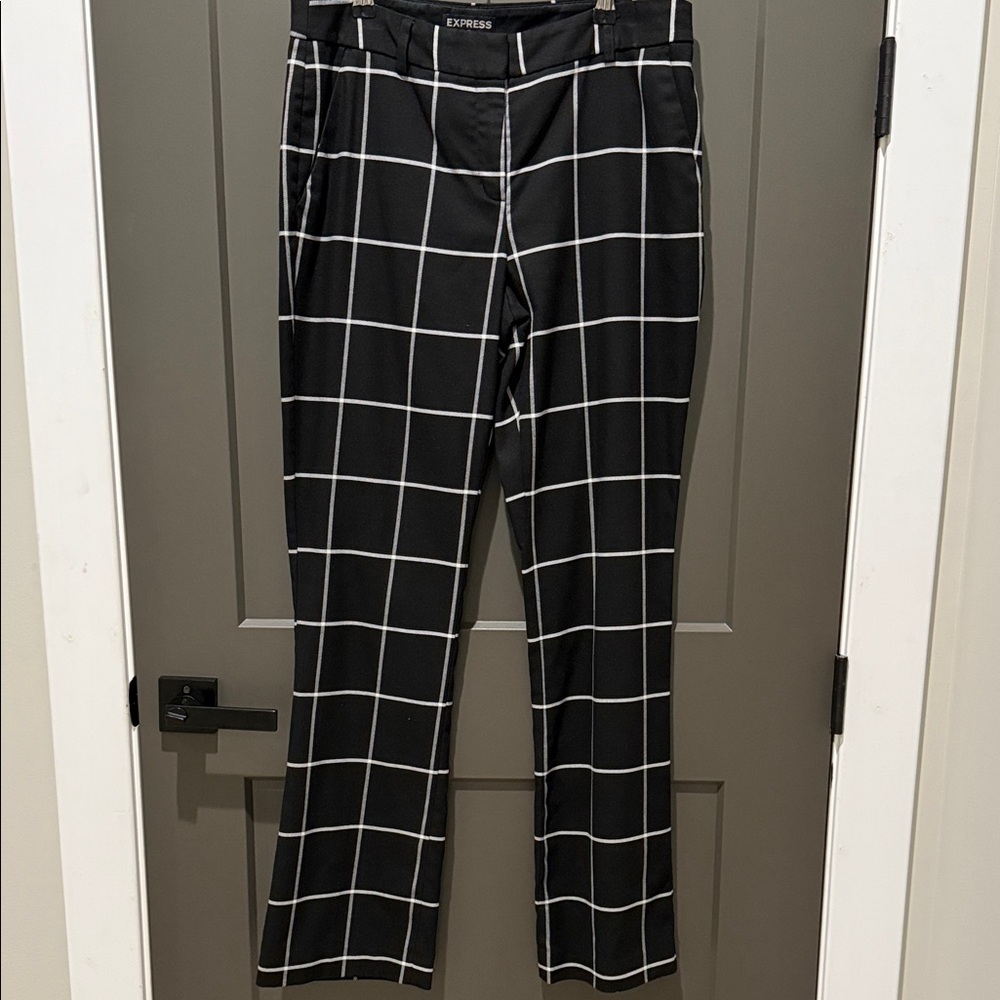 Express Black Plaid Barely Boot Columnist Pants